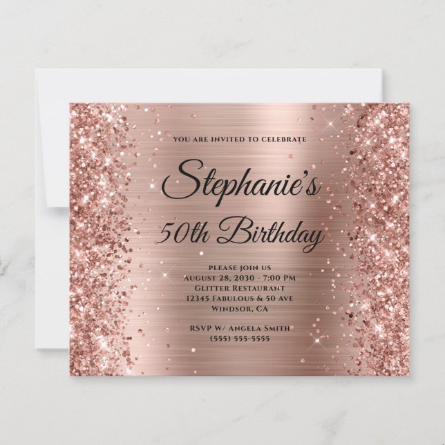 Rose Gold Pailleté Monogramme Fantaisie 50 Anniver (Devant)