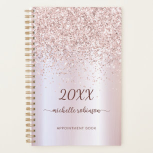 Rose Gold Pailleté Monogramme Girly Blush Métal 20