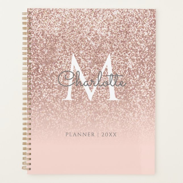Rose Gold Pailleté Monogramme Rose Pâle 2023 (Devant)