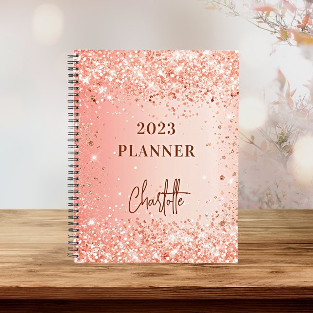Rose gold pailleté nom écriture 2023 orange (Créateur téléchargé)