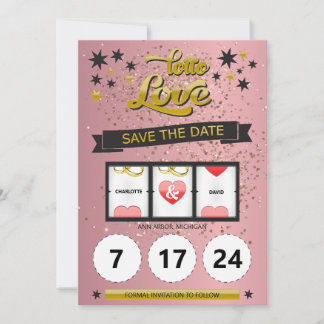 Rose Gold Paillettes Lotto Love Save the Date