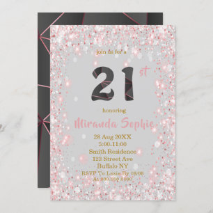 Rose Gold Parties scintillant 21e anniversaire Inv