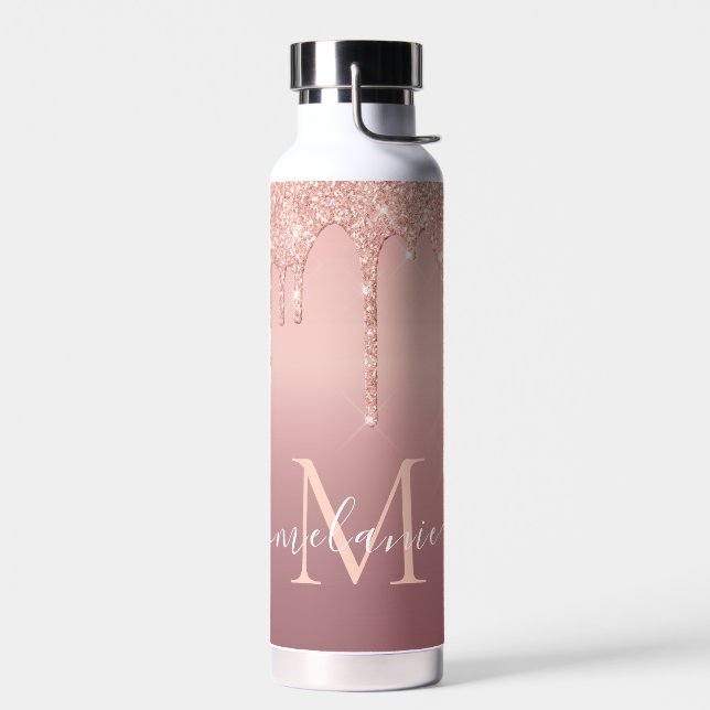 Rose Gold Parties scintillant bouteille d'eau Nom  (Gauche)