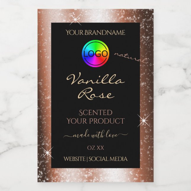 Rose Gold Parties scintillant Cadre Étiquette prod (Étiquettes simples)