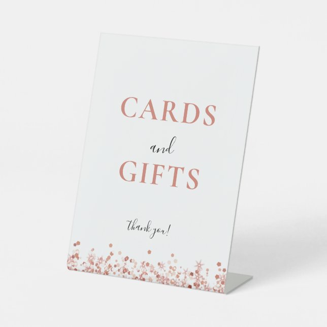 Rose Gold Parties scintillant cartes signes cadeau (Recto)