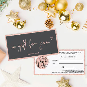 Rose Gold parties scintillant coeur gris logo cade