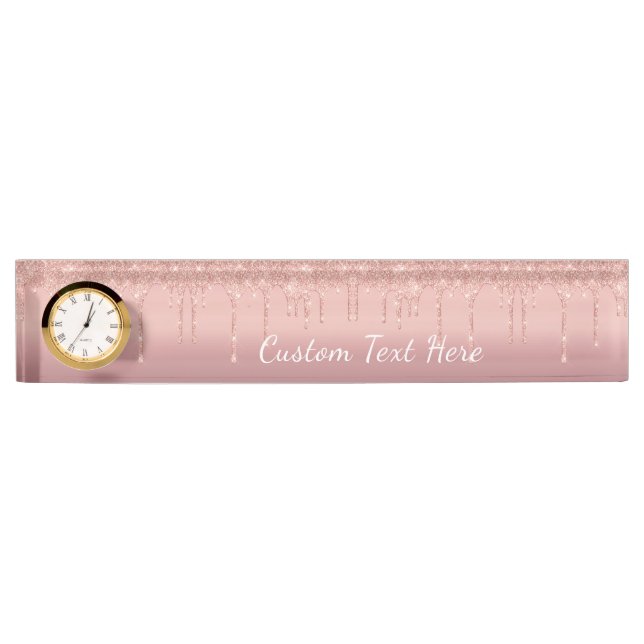 Rose Gold Parties scintillant Desk Nom Plaque avec (Devant)