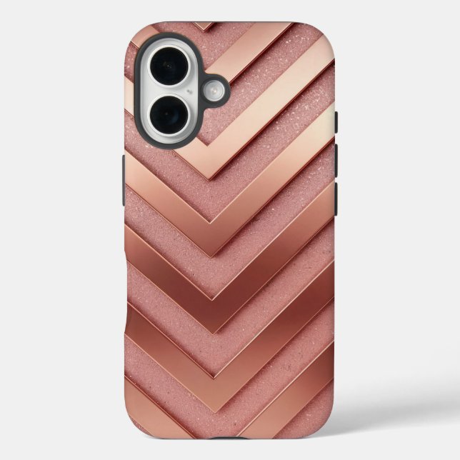 Rose Gold Parties scintillant iPhone 16 Coque (Verso)