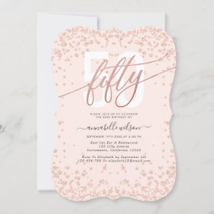 Rose Gold & Pink 50e Anniversaire Fête Invitation