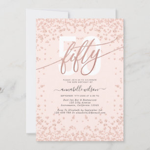 Rose Gold & Pink 50e Anniversaire Fête Invitation