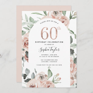 Rose Gold Pink 60e anniversaire Invitation