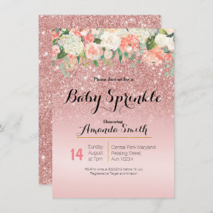 Rose Gold Pink Baby Invitation à saupoudrer