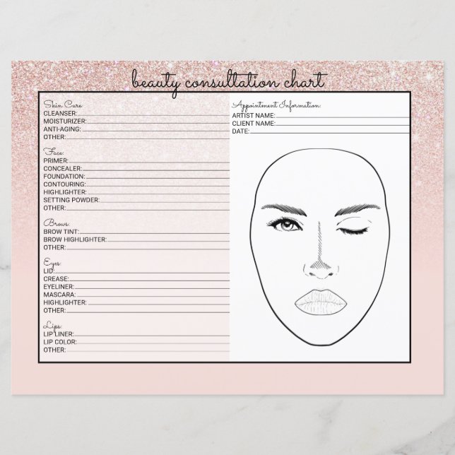 Rose Gold Pink Parties scintillant Ombre Beauté Co (Devant)