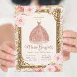 Rose Gold Princesse Quinceanera Invitation<br><div class="desc">Rose Gold Princesse Quinceanera Invitation Mis Quince Anos,  15e anniversaire, </div>