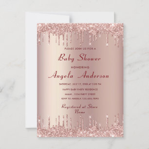 Rose Gold QR Code bébé fille douche Invitation