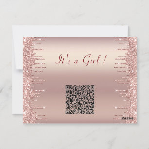 Rose Gold QR Code bébé fille douche Invitation