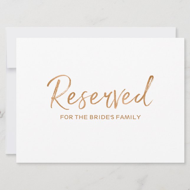 Rose Gold "Réservé" pour panneau de mariage en fam (Devant)