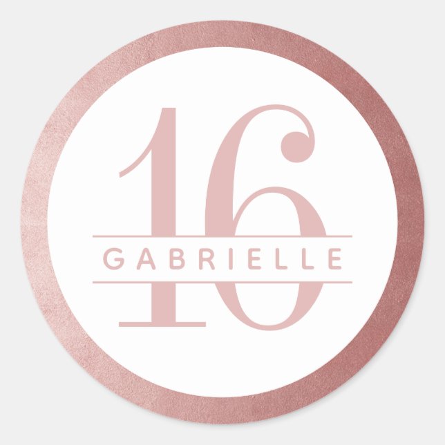 Rose Gold rose Anniversaire Favoriser Sticker Étiq (Devant)