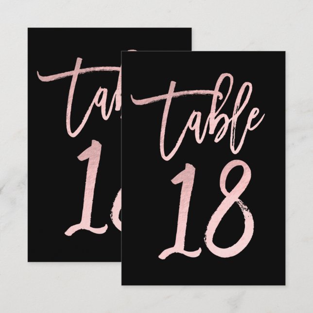 Rose Gold Rose Clair Moderne Numéro de Table 18 (Devant / Derrière)
