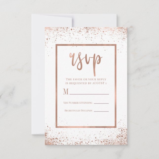 Rose Gold Rose Glam Moderne Chic Mariage RSVP (Devant)