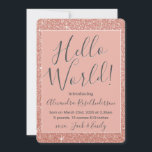 Rose Gold Rose Hello World Baby Girl Faire-part<br><div class="desc">Parties scintillant Rose Rose Gold Faux et étincelle - Hello World Baby Girl Faire-part. Cette petite fille faire-part avec une parties scintillant en or faux rose et pétillant peut être customisé pour inclure le nom du bébé,  l'information et le nom des parents.</div>