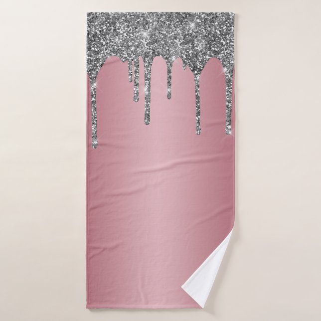 Rose Gold Rose Tendance Paillettes Argentées Brill (Serviette de bain)