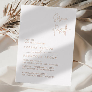 Rose Gold Script Mariage Real Foil Invitation