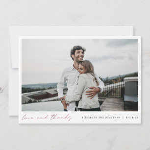 Rose Gold Script Photo Love et Merci Mariage