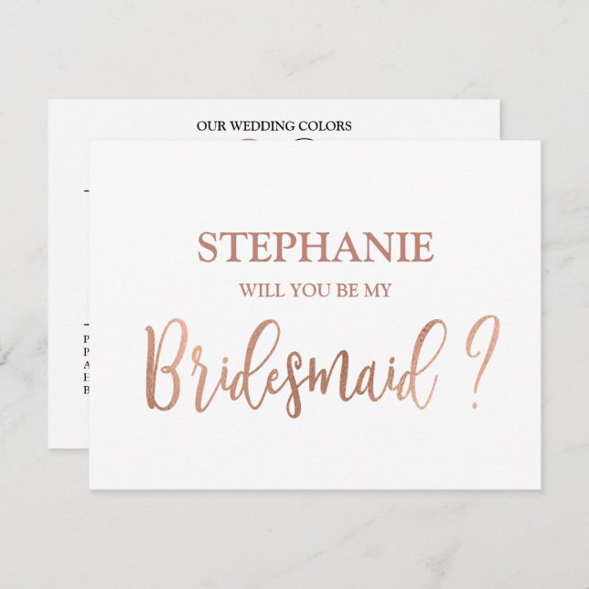 Rose Gold Serez-Vous Ma Carte D'Épouse (Devant / Derrière)