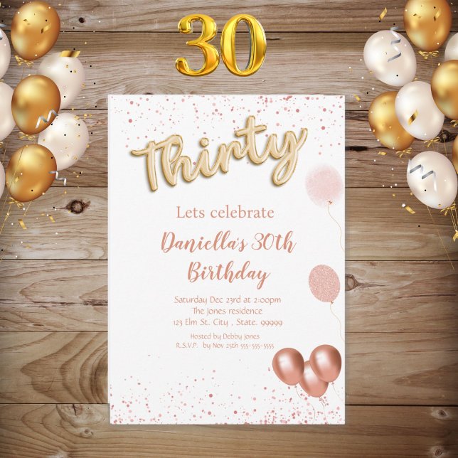 Rose Gold Shimmer 30e anniversaire Invitation (Créateur téléchargé)