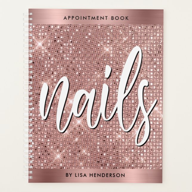 Rose Gold Shimmer Nails Rendez-vous Planificateur  (Devant)