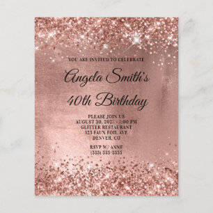 Rose Gold Shiny Foil 40e anniversaire Invitation