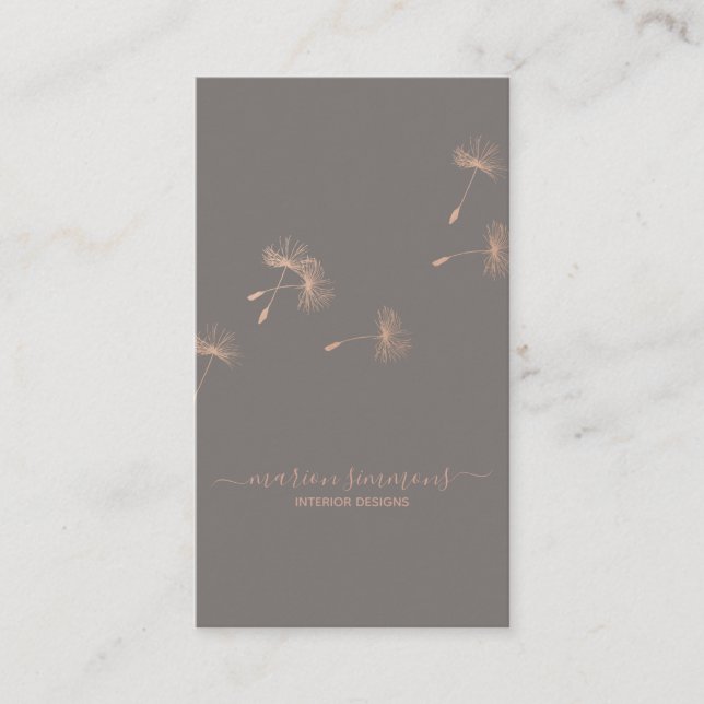 Rose Gold Signature Carte de visite Dandelion (Devant)