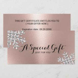 Rose Gold Snowflake Beauté Salon Certificats cadea