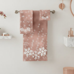 Rose Gold Snowflake Serviettes de bain de Noël