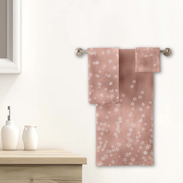Rose Gold Snowflake Serviettes de bain de Noël (Créateur téléchargé)