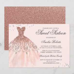 Rose Gold Sparkle robe Sweet sixteen Invitation