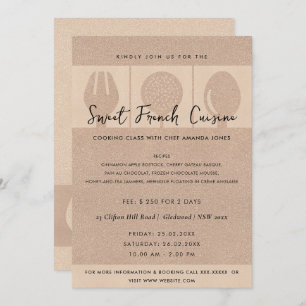 ROSE GOLD SPOON FORK COOKERY CLASS INVITATION MODÈ
