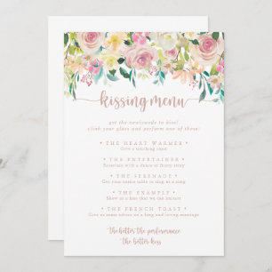 Rose Gold Spring Floral Kissing Menu Carte de jeu