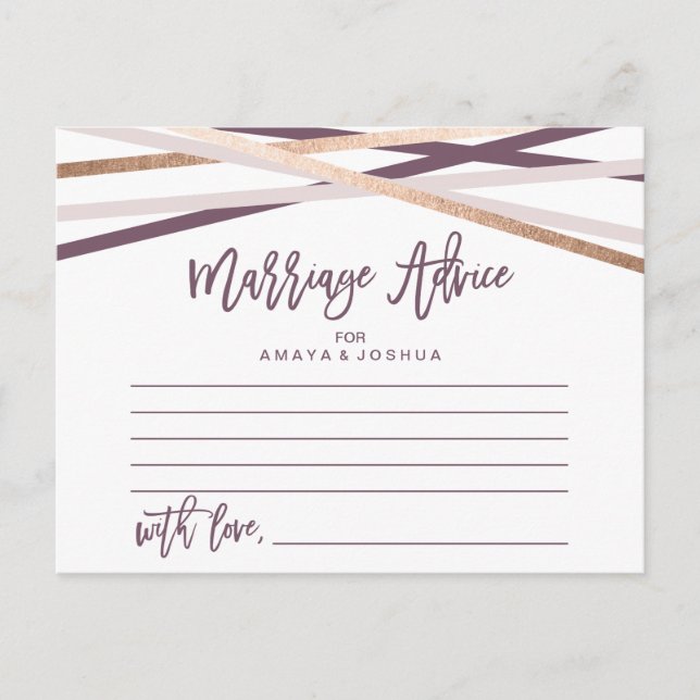 Rose Gold Streamers Cartes de conseil de mariage (Devant)