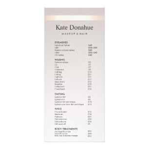 Rose Gold Stripe Taupe Salon Prix du menu