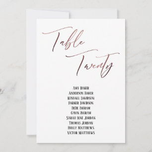 Rose Gold Table de l'écriture manuscrite Vingt Siè