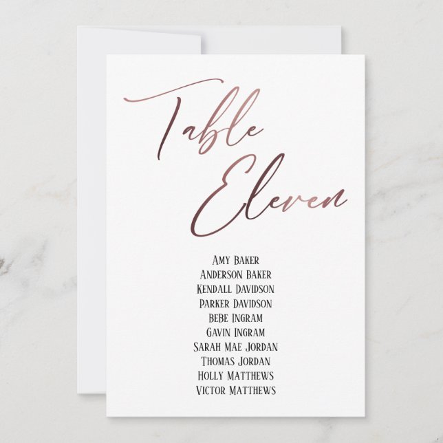 Rose Gold Table d'écriture manuscrite Onze places (Devant)