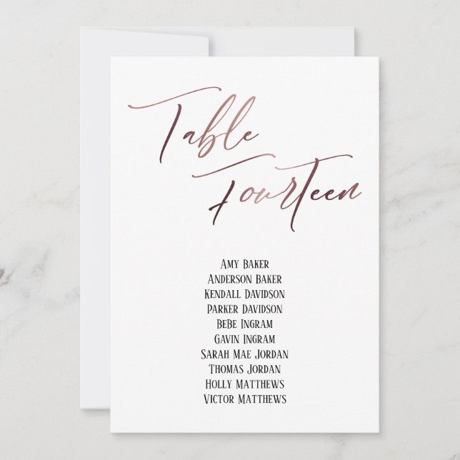 Rose Gold Table d'écriture manuscrite Quatorze Siè (Devant)