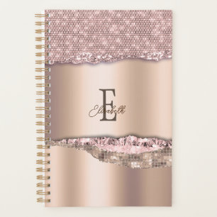 Rose Gold Tendance Diamants Paillettes Monogramme