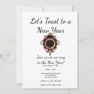 Rose Gold Toast New Year Party Invitation
