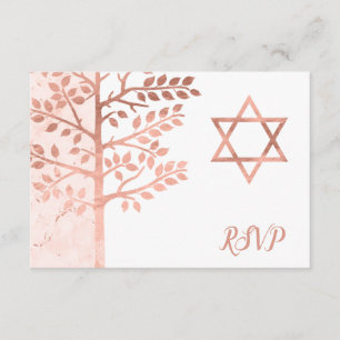 Rose Gold Tree of Life Bat mitzvah RSVP