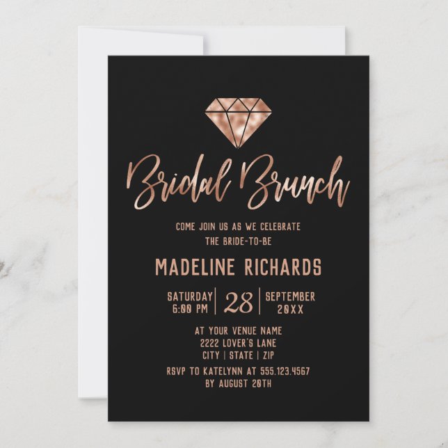 Rose Gold Typographie Bridal Brunch Invitation (Devant)