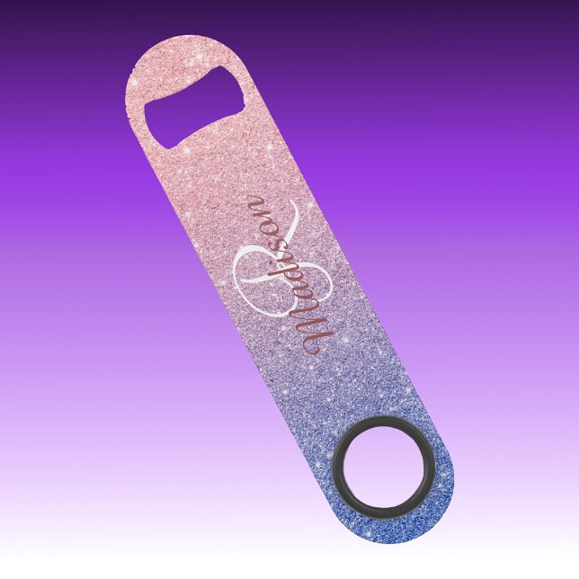 Rose Gold Violet Paillettes Ombré Monogramme Éléga (Créateur téléchargé)