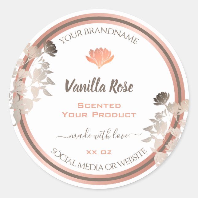 Rose Gold White Produit Emballage Étiquette Flouri (Devant)